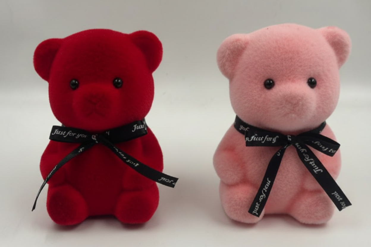 Flocked Teddy Bear Tabletop Ornaments