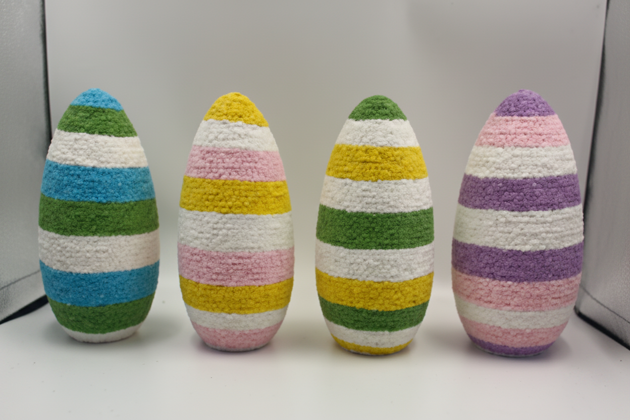 Striped Pastel Easter Egg Tabletop Figurine