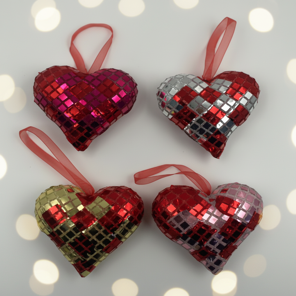 Mosaic Sequin Heart Hanging Ornaments