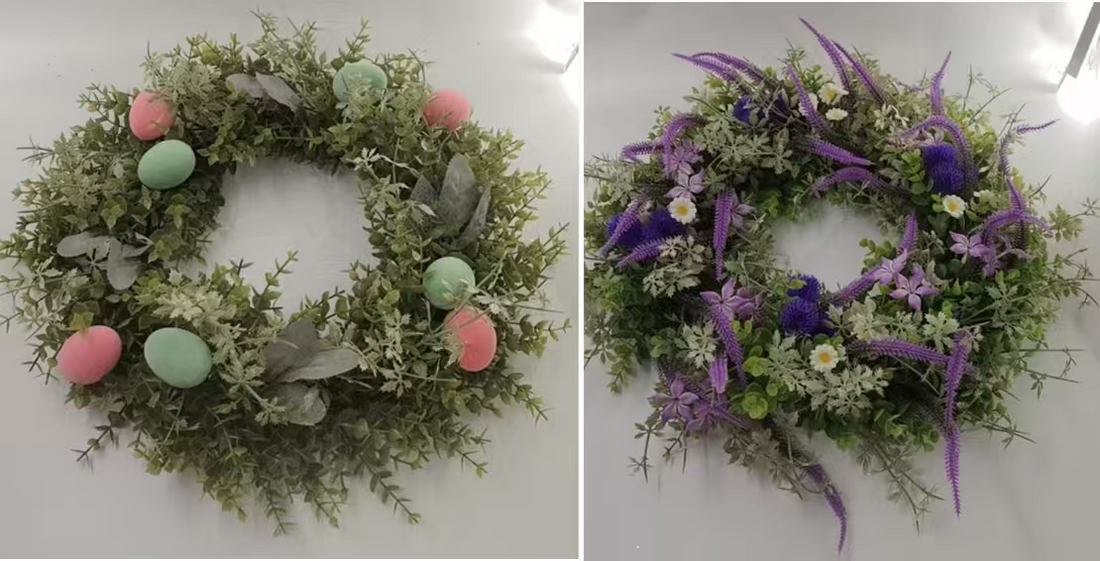 Premium Spring Botanical Wreaths - Artificial Easter Egg &amp; Lavender Floral Door Decor