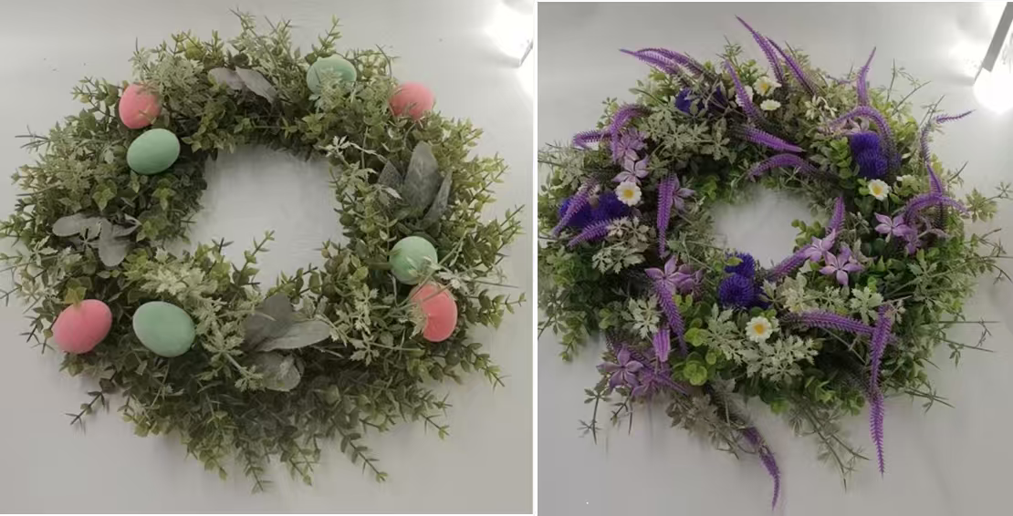 Premium Spring Botanical Wreaths - Artificial Easter Egg &amp; Lavender Floral Door Decor