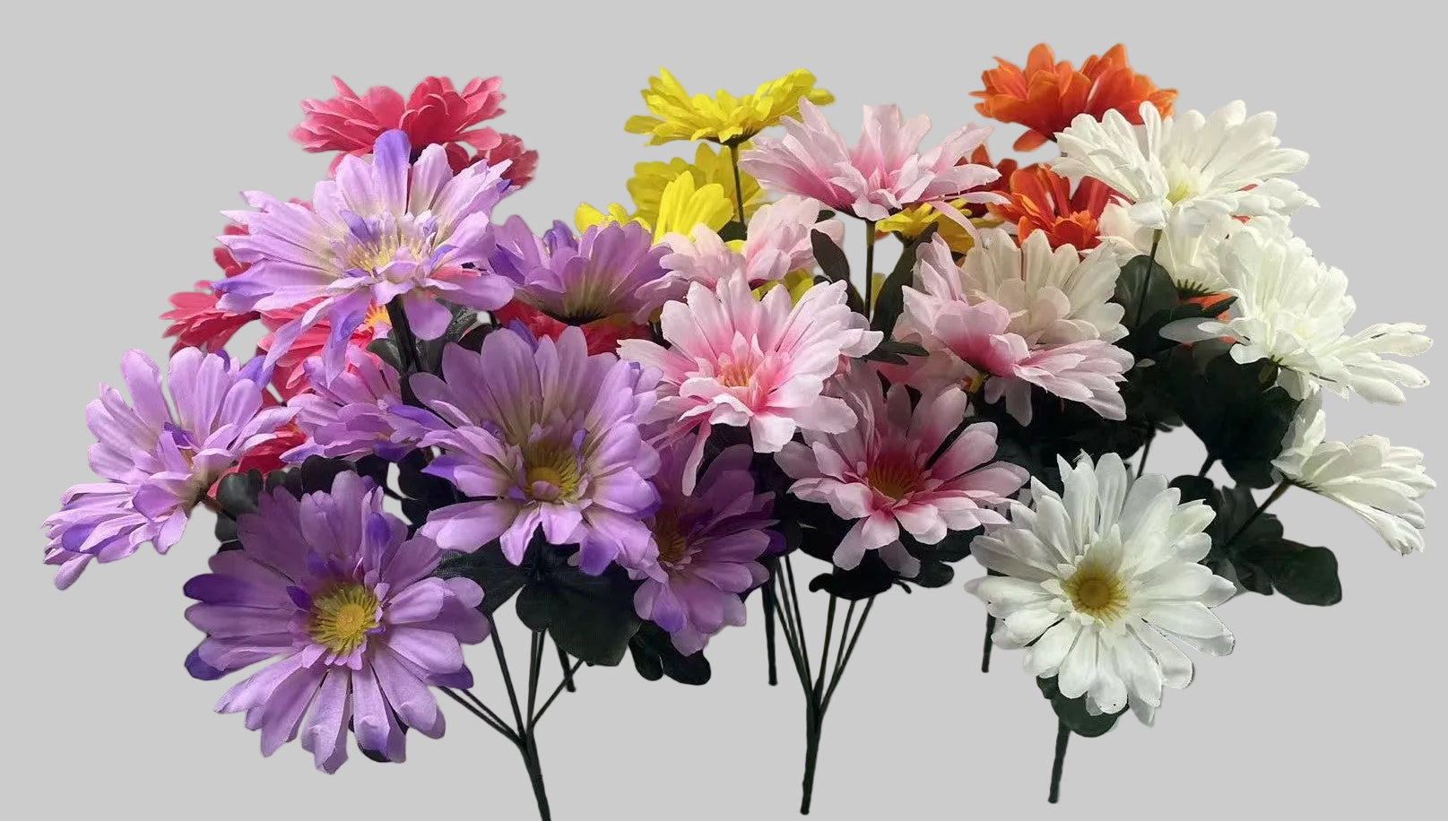 Vibrant Artificial Gerbera Daisy Bush - Premium Silk Wildflower Stems for Spring Floral Arrangements