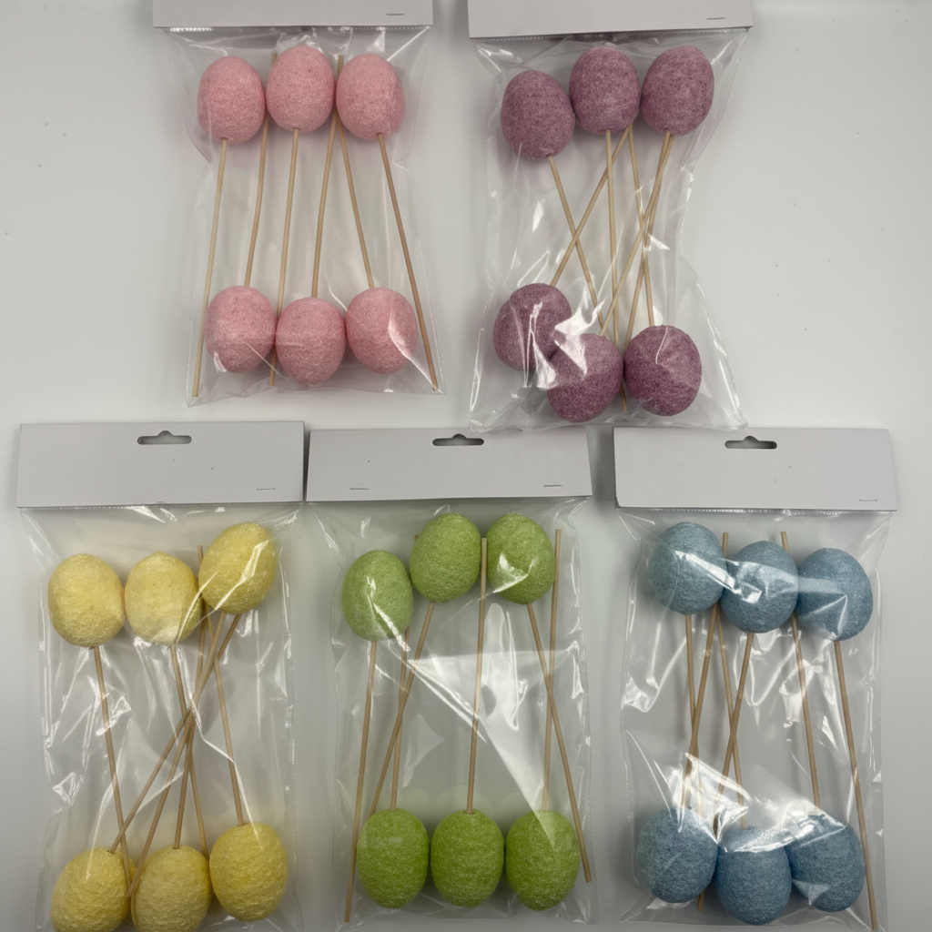 Easter Striped Egg Decorative Picks (6-Piece Pack)