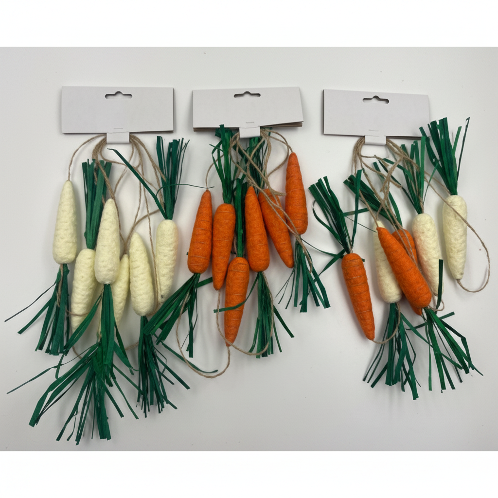 [492-S27-021] Easter Carrot Hanging Ornament Garland Set