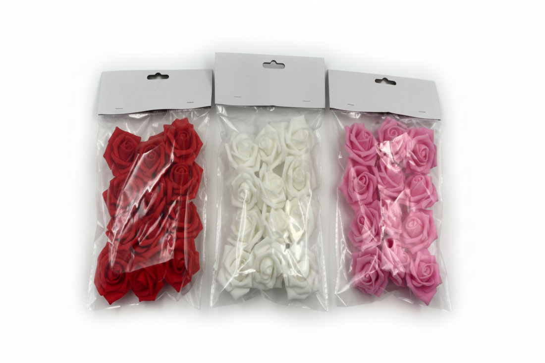 Artificial Mini Foam Rose Heads Pack for DIY Crafts