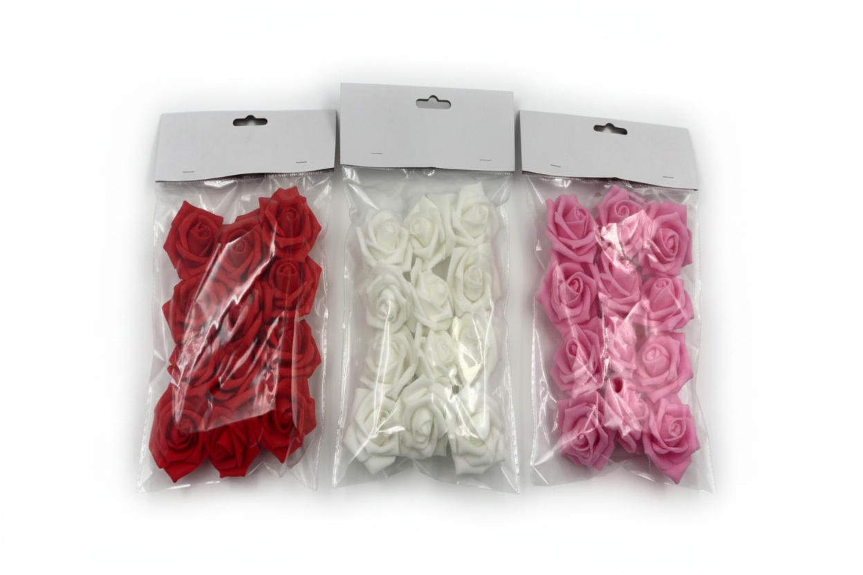 Artificial Mini Foam Rose Heads Pack for DIY Crafts