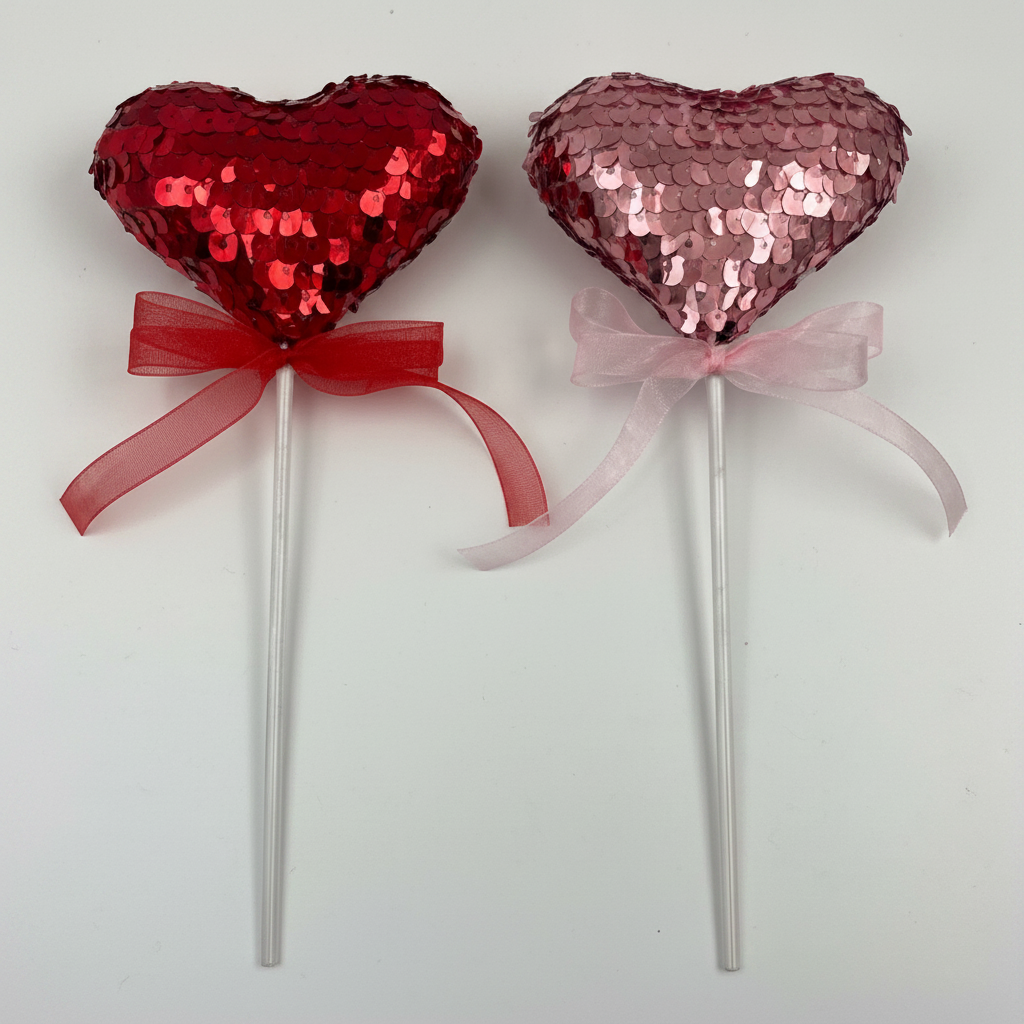 Glitter Sequin Heart Pick - Holiday &amp; Party Decor