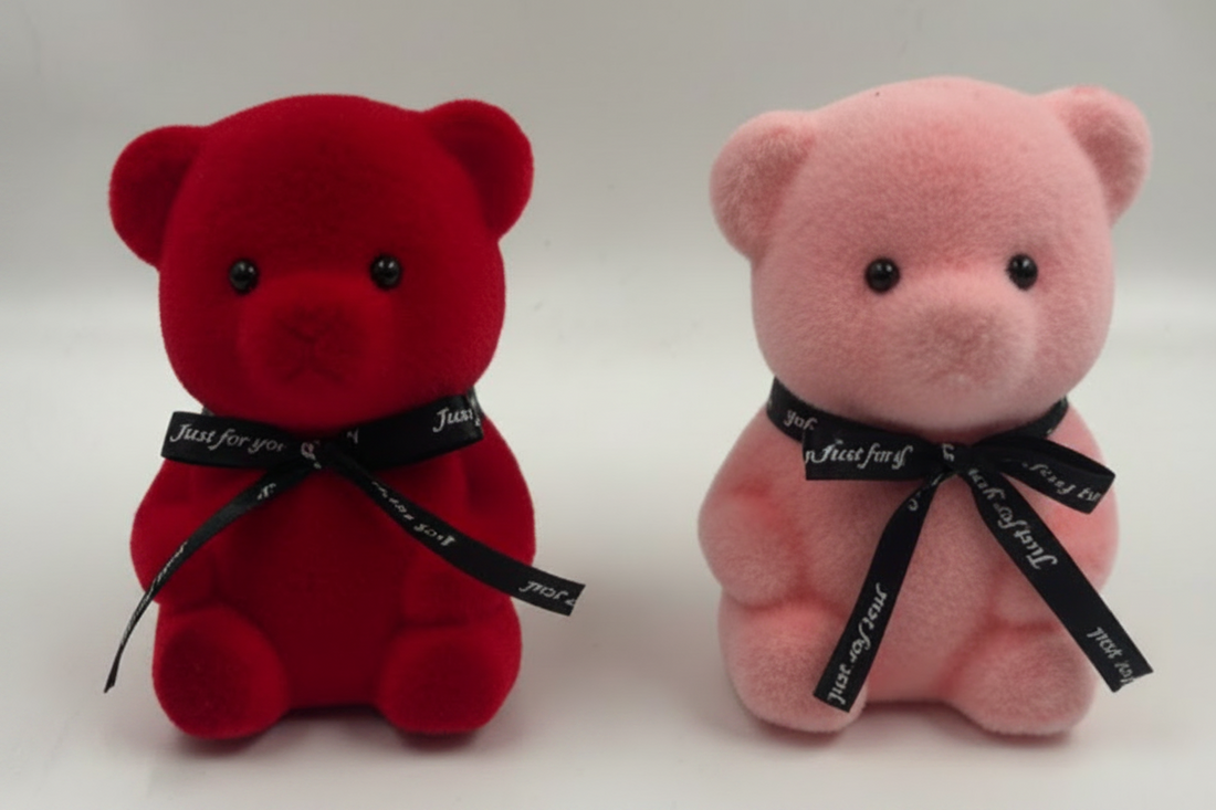 Flocked Teddy Bear Tabletop Ornaments
