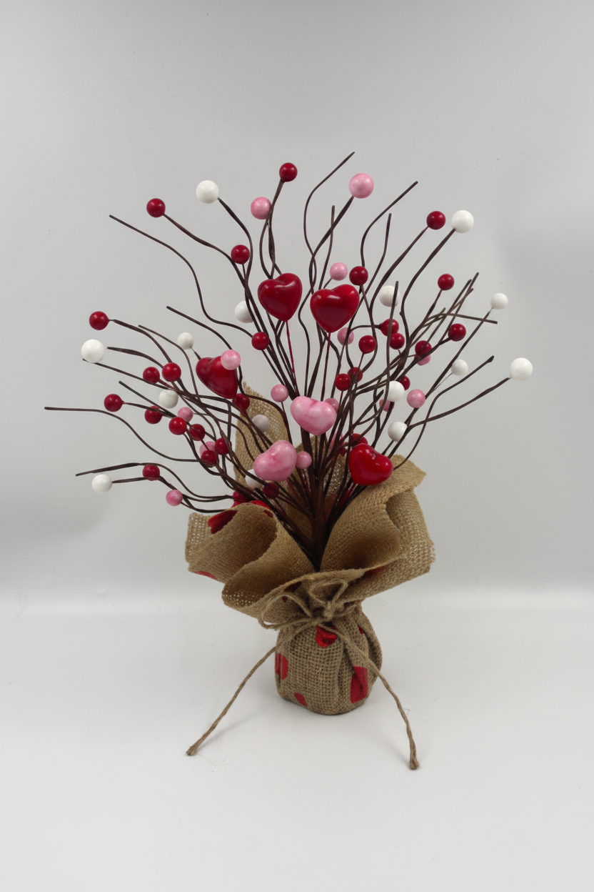 Valentine &amp; Holiday Heart Berry Mini Tree Decor